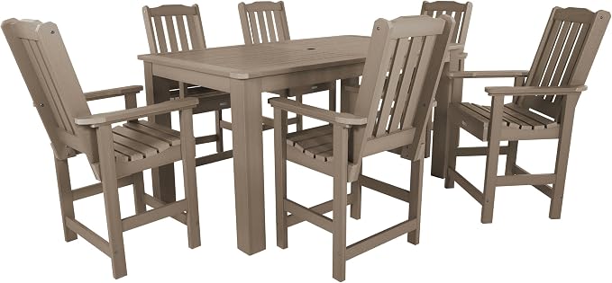 highwood Lehigh 7pc Counter Height Patio Dining Set 72" x 42", Woodland Brown
