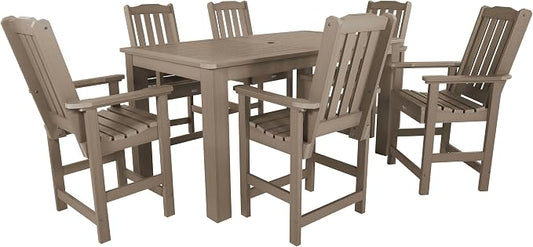 highwood Lehigh 7pc Counter Height Patio Dining Set 72" x 42", Woodland Brown