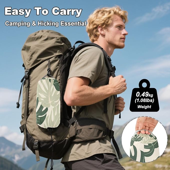 Camping Hammock Outdoor Hammocks for Outside Green Tropical Plants Beach Trees Portable Lightweight with Pockets Tree Straps Indoor Small