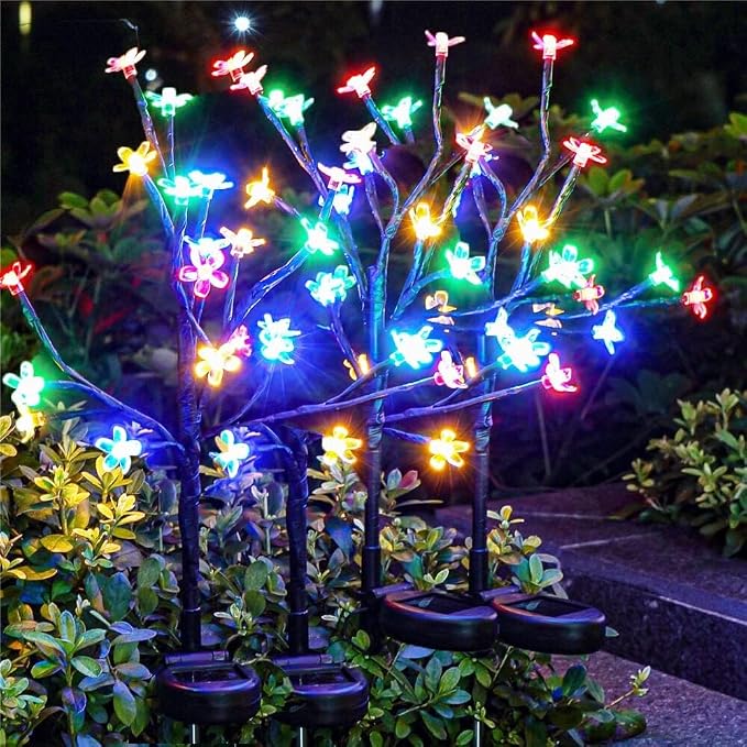 6 Pack Solar Lights Outdoor Waterproof, Garden Lights Solar Flowers | 2 Modes 120LED, Fairy Garden Decor for Outside, Yard, Patio, Pathway, Lawn Decorations, Gardening Gifts for Women Mom