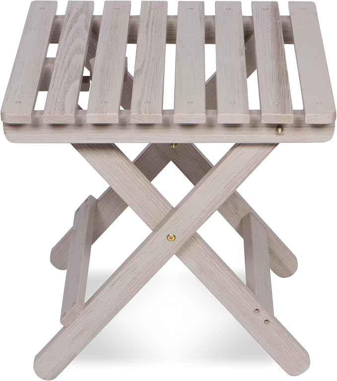 Shine Company Square Wooden Folding Solid Wood Side Table, Outdoor Adirondack Small Patio Table, Graystone