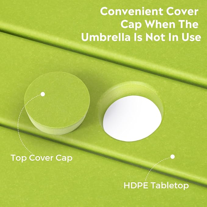 Costaelm Outdoor Bar Table, 37" Counter Height Square Patio Cocktail Bar Table with Umbrella Hole, Patio Bistro Dining Pub Table for Front Porch Deck Backyard Garden, Lime