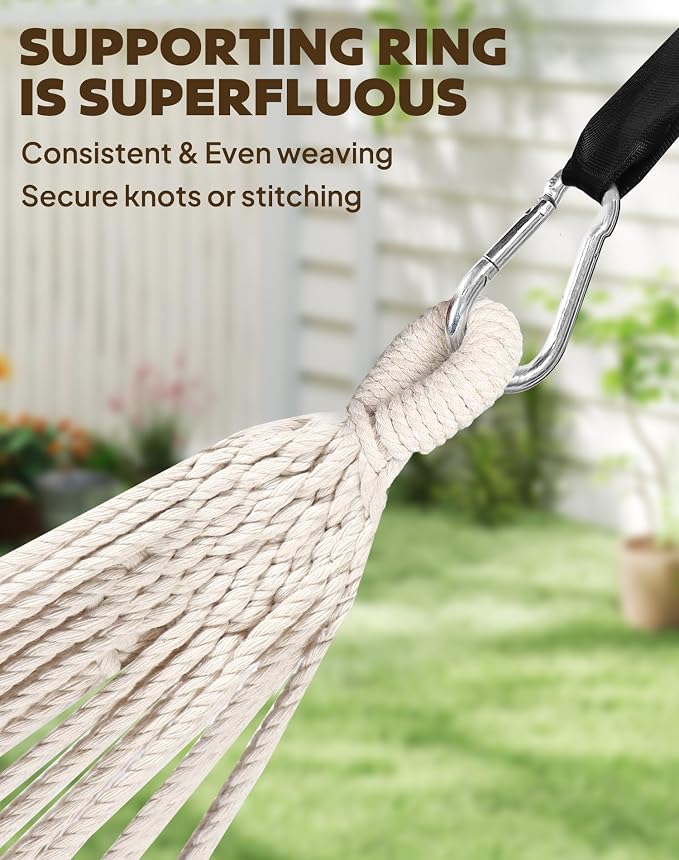 ANYOO Cotton Hammocks Heavy Duty Portable Hammock with Tree Straps Easy Setup Indoor/Outdoor Hanging Bed 550lb Capacity Perfect for Backyard Camping Travel