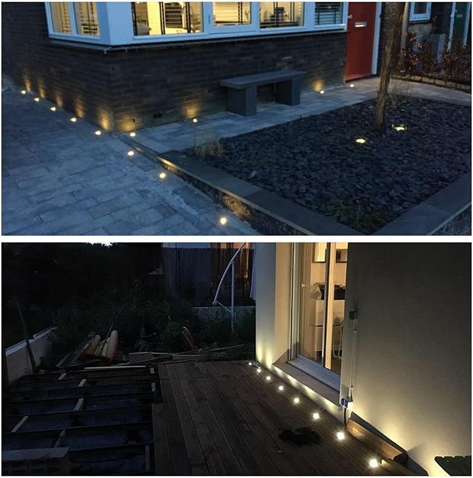 Low Voltage LED Deck Light, 30pcs Φ1.22 Recessed Warm White | IP67 Waterproof Outdoor, 0.6W per Light, for Garden Yard Pathway Patio Step Stairs Decor