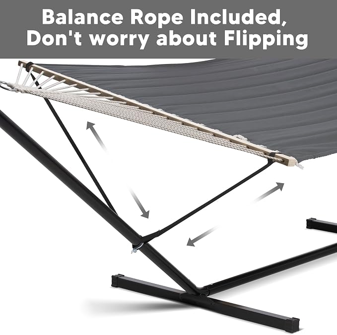 SUNCREAT Hammocks Standing Patio Hammock with Canopy, Portable Hammock with Stand Foldable, Patent Pending, Dark Gray
