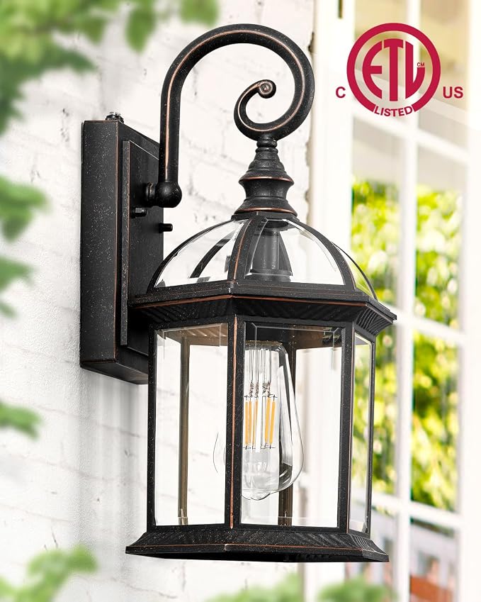 VIANIS 15.7" Large Outdoor Wall Lights, Oil Rubbed Bronze Dusk to Dawn Outdoor Lighting, 100% Aluminum Anti-Rust Outside Lights for House, Waterproof Porch Lights Outdoor for Doorway, Garage, Entryway