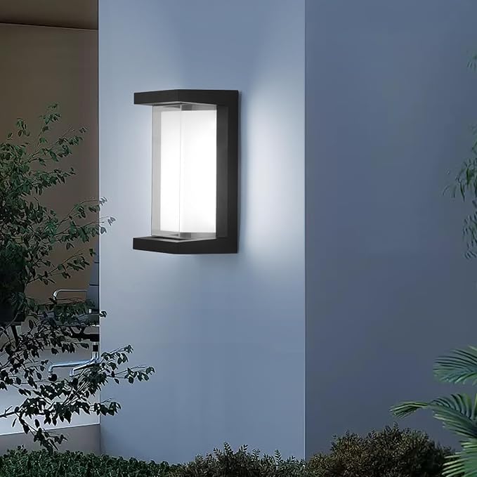 2 Pack 24W Outdoor Wall Lights Exterior/Interior LED 3-Color Adjustable 2100LM Sconces Lights IP65 Waterproof Modern Outdoor Patio Lighting Fixtures Aluminum Wall Lights Compatible with Dimmers