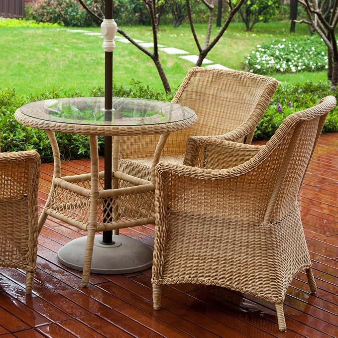 Dulles Glass 48" Round Patio Table Replacement Glass Top with Umbrella Hole, 1/4" Thick Clear Tempered Glass, Flat Polished Edge for Outdoor Dining Tables