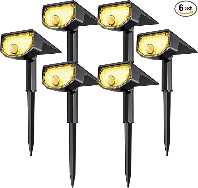 AloftSun Solar Motion Sensor Outdoor Lights,Waterproof Motion Sensor Spot Lights- 30 LED/3 Modes Solar Powered Spotlights,Landscape Lighting for Yard and Garden, Warm White,6 Pack