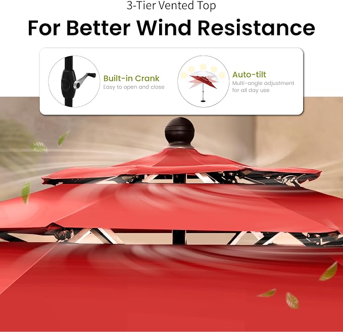 PHI VILLA 5pc Patio Dining Set with Umbrella, Square Table, Rattan Chairs | Includes 37" square metal table, 4 cushioned rattan chairs, and 10ft red umbrella. Perfect for patio, deck, yard, or porch