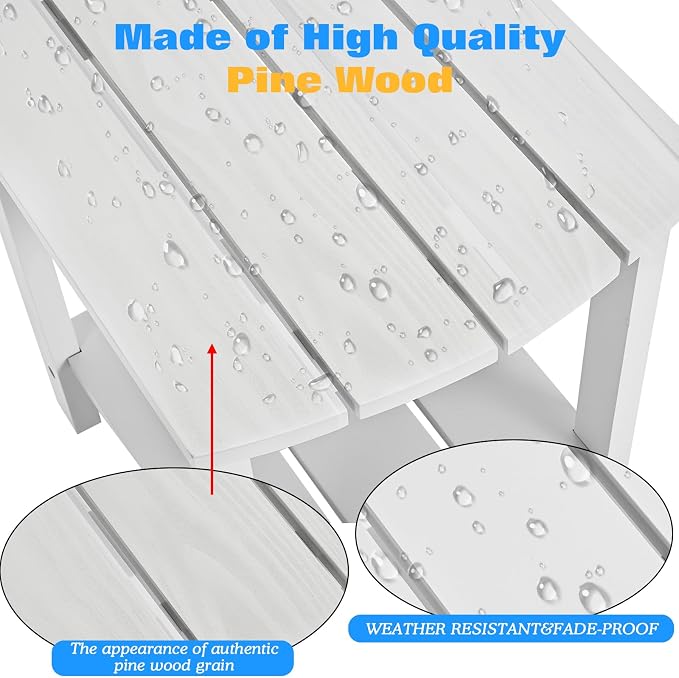 Outdoor Side Table, 2-Tier Small Outdoor Table for Patio, Adirondack Side Tables for Outside or Indoor (Concrete Grey, 16 * 12.25 * 16.75)