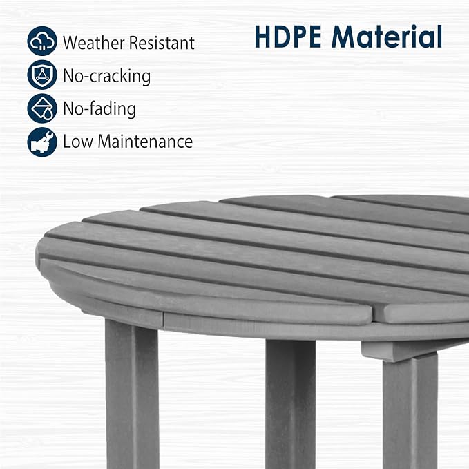 nalone Outdoor Bar Chairs and Table Set, HDPE Balcony Adirondack Chairs and Table 3 Pieces Set, Outdoor Bar Stools Set for Garden, Yard, Backyard