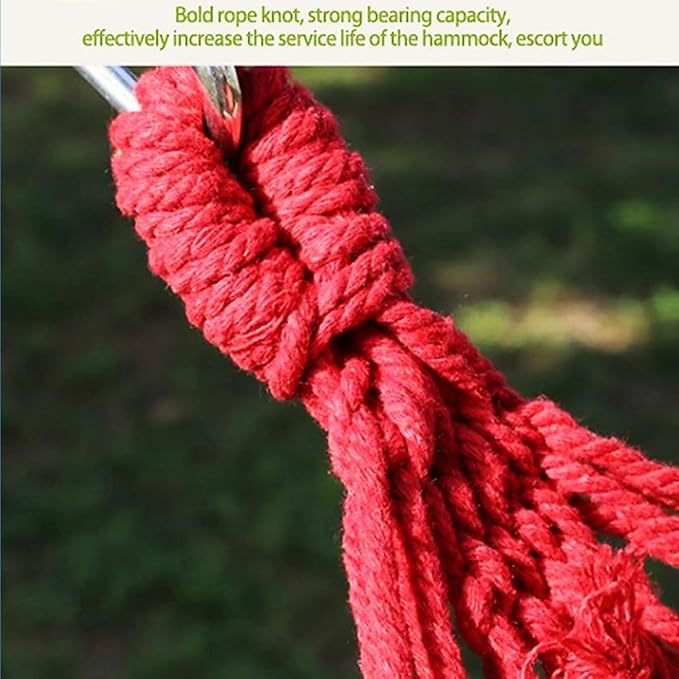 XL Double Brazilian Hammock 260x150cm - Soft Cotton Fabric for 2 People - Ideal for Backyard, Patio, Porch - Indoor/Outdoor Swing Bed with 2 Hanging Ropes Red