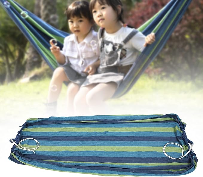 Portable Single Double Camping Hammock, Outdoor Garden Hammock, High Strength Lightweight Travel Hammock with Storage Bag for Hiking Backpacking and Backyard Relaxation (Blue)