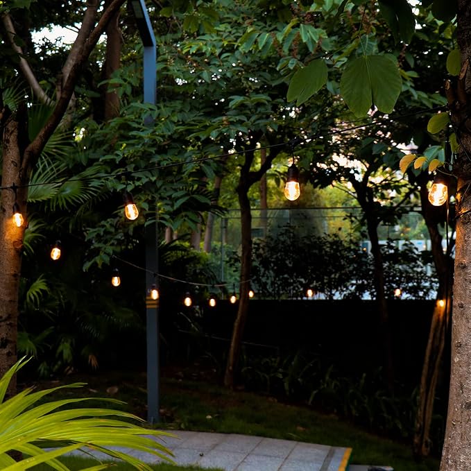 GANA 12V Low Voltage & Safe LED Outdoor String Lights,75FT 24 Shatterproof Bulbs, 2200K Warm White Pergola Lights for Your House's, Garden, Fence, Porch,Balcony,and Bistro（75FT）