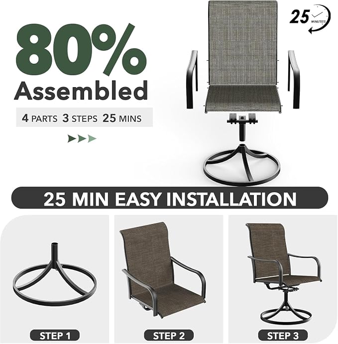 Outdoor Dining Table with 4PCS Swivel Chairs,41" Round Patio Table with Adjustable Umbrella Hole,Stable Patio Dining Set for Home or Outside