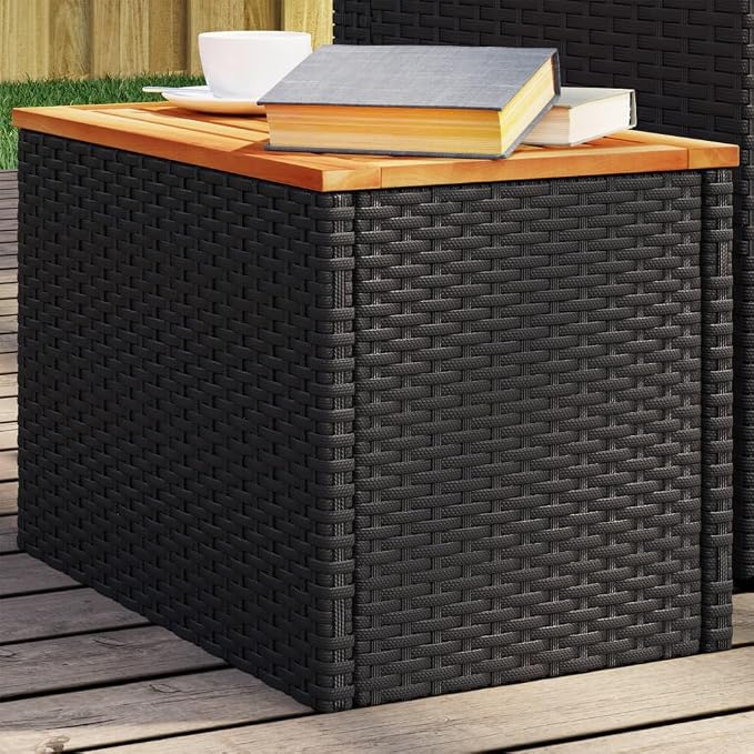 vidaXL Garden Side Table Black and Brown