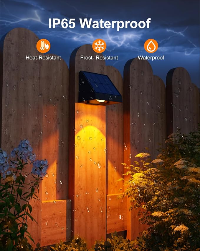 12 Pack Color Changing Solar Powered Fence Light Outdoor Decoration LED Waterproof Landscape Sconce for Exterior Stair, Terrace, Handrail, Patio, Enclosures, Mailbox, Backyard, Easy 1-Min Installation