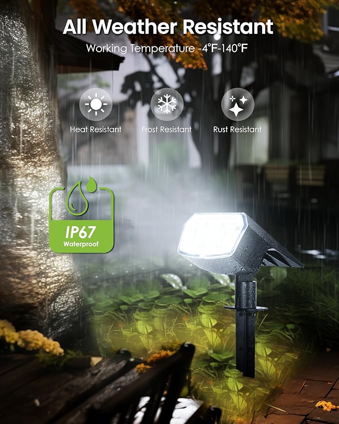 Solar Spot Lights Outdoor Waterproof, Solar Spotlights 12 Pack Cool White | 63 LED 3 Lighting Modes Solar Landscape Spotlights for Yard, Garden, Backyard, Driveway, Pathway, Wall, House, Garage