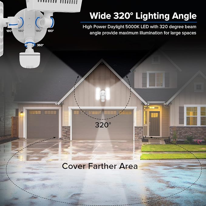 SANSI 36W 3600LM LED Motion Sensor Outdoor Light, IP65 5000K (White) | 350W Equiv 4 Modes Motion Lights for Outside, Flood Lights Outdoor Security Lights for Backyard, Garage, Yard, Porch
