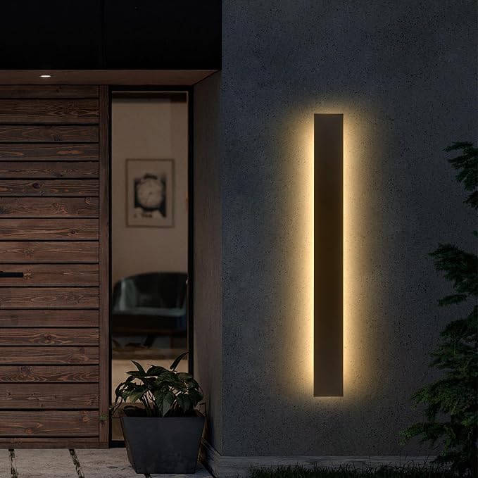 59in Modern Outdoor Lights,Upgraded 4.72in Wide Exterior Light Fixtures Wall Mount,IP65 Waterproof 3000K Black Modern Porch Lights Wall Sconce,LED Long Linear Outside Lighting for Garage,Corridor