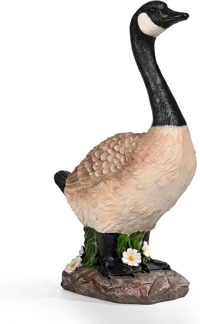 GIGALUMI 19" Large Porch Canada Goose Statue, Durable Resin Garden Decor, Hand-Painted Animal Sculpture Indoor Outdoor, Patio Lawn Yard Art Ornaments, Birthday Housewarming Gift for Women Mom Grandma