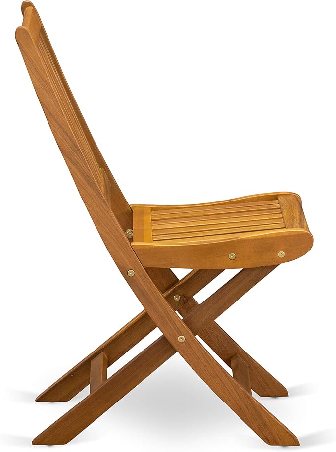 East West Furniture DEDK9CWNA 9 Piece Outdoor Patio Dining Sets Includes a Rectangle Acacia Wood Table and 8 Folding Side Chairs, 40x72 Inch, Natural Oil