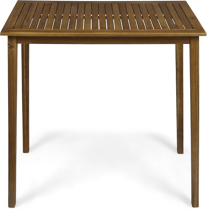 Polaris Outdoor Minimalist Acacia Wood Rectangle Bar Table - Teak Finish