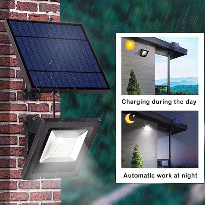 Solar Powered Lights Outdoor, Bright White Light IP65 Waterproof Auto Dusk to Dawn 350° Adjustable Solar Security Flood Lights for Barn, Garden, Garage, Pathway, Yard, Patio, Lawn, Balcony