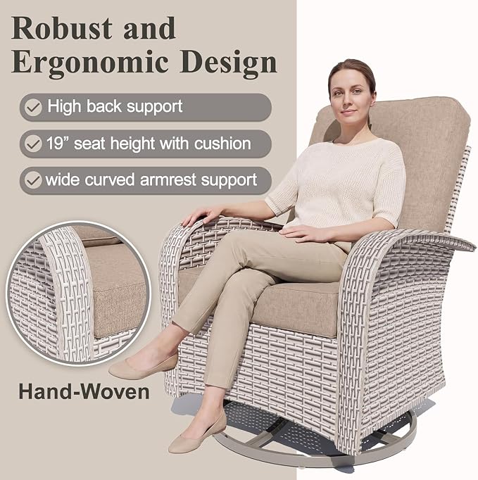 12-Piece Patio Furniture Set, Outdoor Swivel Rocking Chairs Set with 55,000 BTU Fire Pit Table,All Weather Conversation Set for Porch Poolside Balcony
