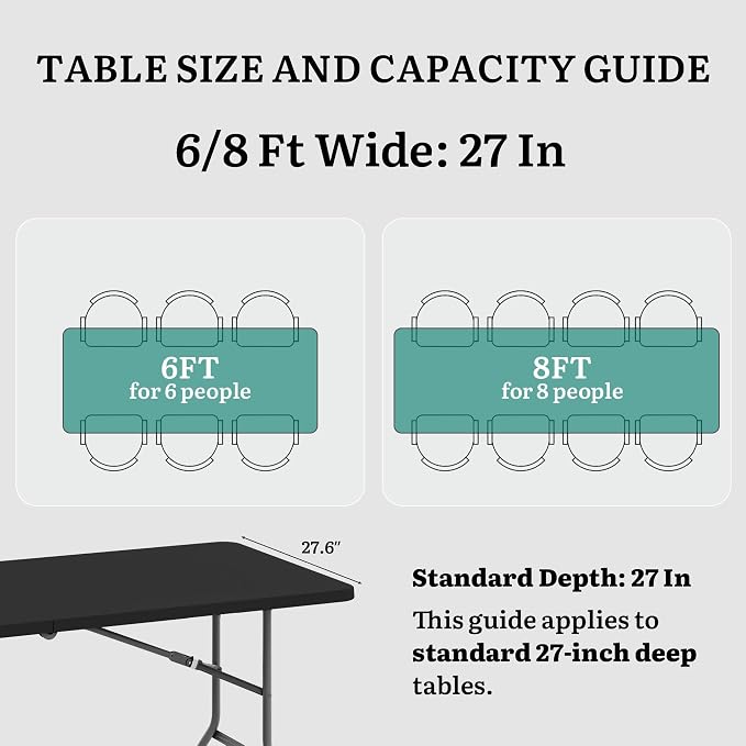 YITAHOME 6ft Folding Tables Heavy Duty Folding Table with Carrying Handle Plastic Fold up Table for Outdoor Camping Picnic Parties/Indoor Events All in Black