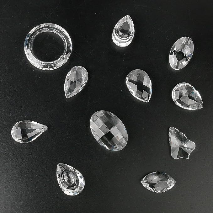 11 Pcs Clear Crystal Prisms Chandelier Lamp Pendants Suncatcher Decor | Crystal Chandelier Lamp Pendants Prisms Balls Suncatcher for Window Home Garden Party Display Decor