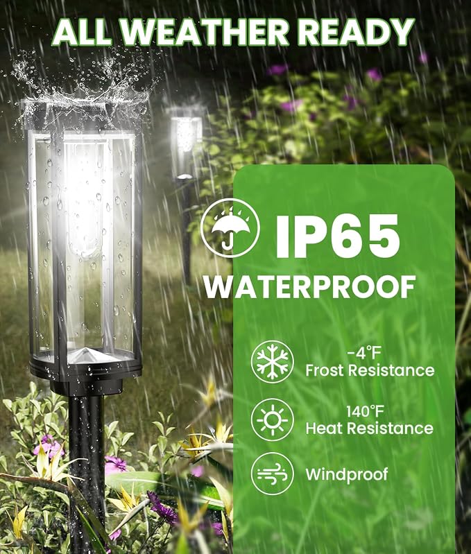 BITPOTT Bright Solar Lights Outdoor 6 Pack, Solar Pathway Lights Waterproof IP65, Auto On/Off Pathway Landscape Lighting, Long Lasting Outdoor Light for Walkway Path Garden Lawn Patio Decor Lighting