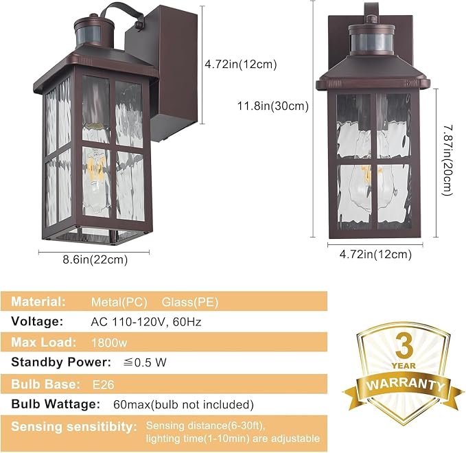 Porch Lights with GFCI Outlet with Remote | Dusk to Dawn Motion Sensor Outdoor Light, Upgraded 4 Lighting Modes Exterior Fixture Outside Lights for House Patio Garage