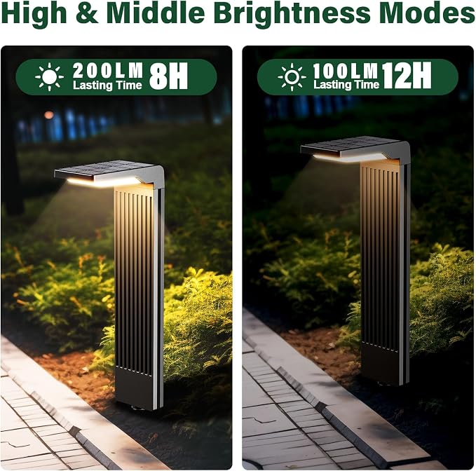 COXSENI Solar Pathway Lights Outdoor Warm/Cool White, 6Pack | 60LED, L Shape, IP65 Waterproof, Solar Powered Landscape Lights Outside for Path Driveway Lawn Patio Garden Yard