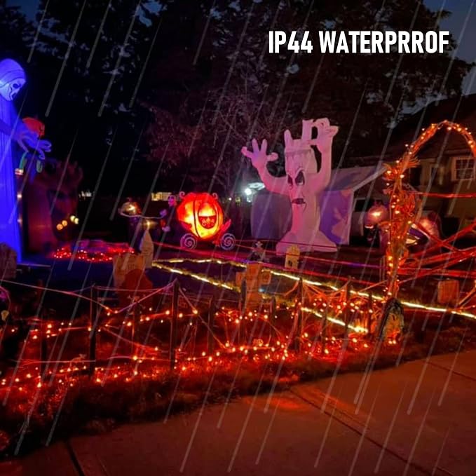 TW SHINE Orange Halloween Lights, 20FT 100 Count Incandescent Mini String Lights, Waterproof Halloween Decorations for Outdoor Indoor Patio Home Party Garden Yard Decor