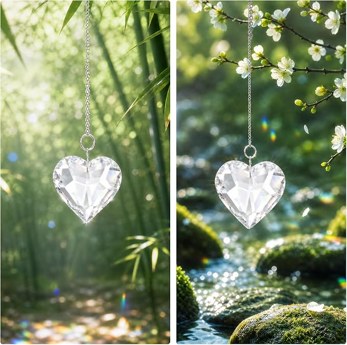 Memorial Gifts for Loss of Loved One, Hanging Heart Crystal Suncatcher