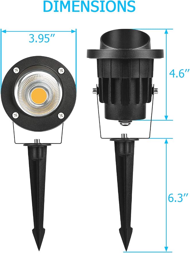 SUNVIE 20W Outdoor Spotlight LED Landscape Lighting 120V AC Waterproof Yard Spot Lights Outdoor with Stake for Tree Flag Lights 3000K Ultra Warm White Lawn Decorative Lamp with US 3-Plug in (2 Pack)