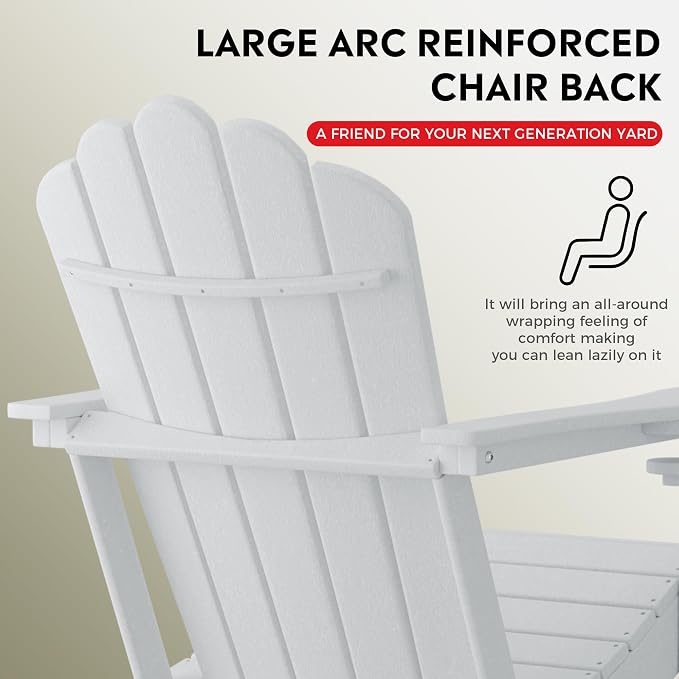 Costaelm Lakeview 12-Piece HDPE Outdoor Patio Furniture Adirondack Chair Conversation Table Set, White