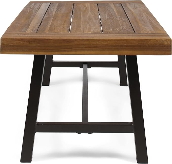 Christopher Knight Home Carlisle Outdoor Acacia Wood Coffee Table, Sandblast/Rustic Metal