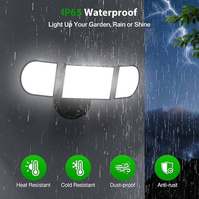 iMaihom 180W Dusk to Dawn Flood Lights Outdoor, 18000LM 6500K Super Bright LED Security Lights, IP65 Waterproof Exterior Light with Photocell, Hardwired Outdoor Lighting for Yard, Garden, Garage Black
