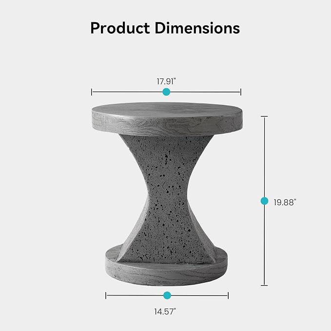 COSIEST MgO Concrete Side Table, 19.88 Inch Outdoor Patio End Accent Table Modern Coffee Table for Garden Balcony Backyard, Gray, 1 Pack