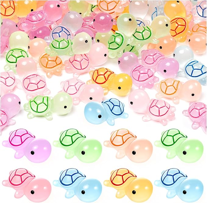 102PCS Luminous Mini Resin Sea Turtle Figurines Cute Tiny Turtles for Micro | Mini Resin Sea Turtles, Sea Turtles Figurines Glow in The Dark, Cute Tiny Turtles Bulk, Cake Toppers Ocean Theme DIY Hidden