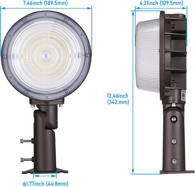 TORCHSTAR 3CCT LED Barn Light Dusk to Dawn Area Lights Aluminum Bronze | Outdoor Security Flood Lighting with Photocell, 40W/60W/80W Selectable, ETL & FCC Listed, IP65 Waterproof, 120-277V, Garage