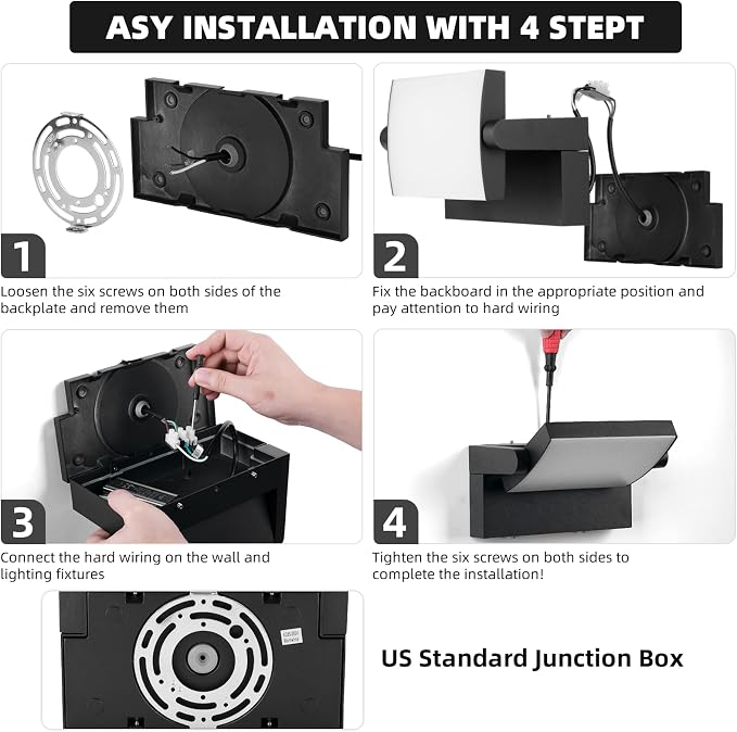 Outdoor Wall Lights 40W 350 ° Adjustable Modern Security Commercial Exterior Wall Mount Fixture 6000K Waterproof Black Floodlights Yard Wall Mount Garage Barn Yard Lights