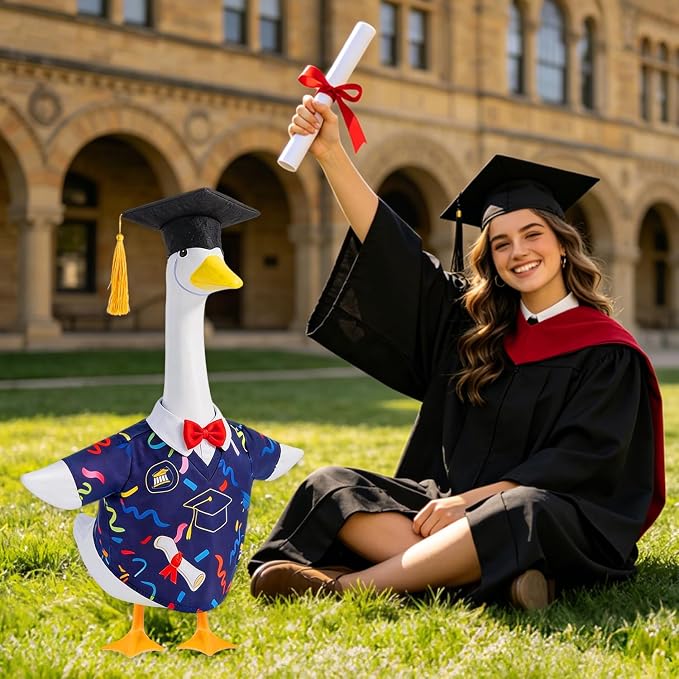 Back to School Pouch Goose Outfit Sculpture (Blue)