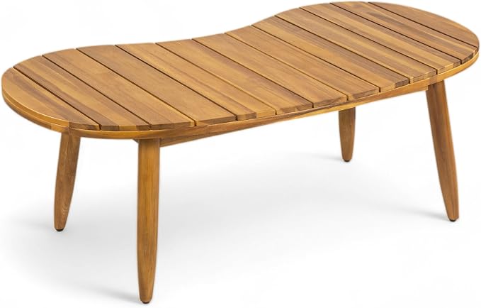 Christopher Knight Home Heidi Acacia Wood 5 Piece Patio Furniture Set 7-Seater Outdoor Loveseat, 3-Seater Sofa, Club Chairs and Coffee Table, Patio Conversation Set With Woven Rope Accents, Teak+Beige
