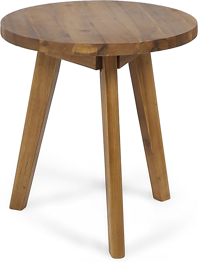 Great Deal Furniture GDFStudio Outdoor Side Table, Farmhouse-Style, Naturally-Stained Acacia Wood Frame