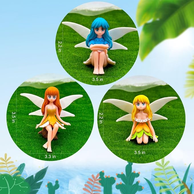 Suartus Miniature Fairy Figurines - 4Pcs Flower Small Fairies Ornaments Resin Mini Fairy Figurines Tiny Elf for DIY Fairy Garden Flower Pot Bonsai Micro Landscapes Craft Decoration Accessories
