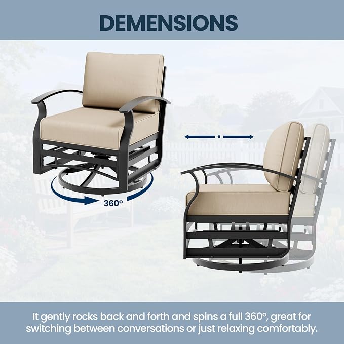 Aluminum Outdoor Patio Furniture Set,5 Pieces 4 Seats Patio Conversation Sets with 48" Round Propane Fire Pit Table,Metal Furniture Set with Thick Cushion,Sand
